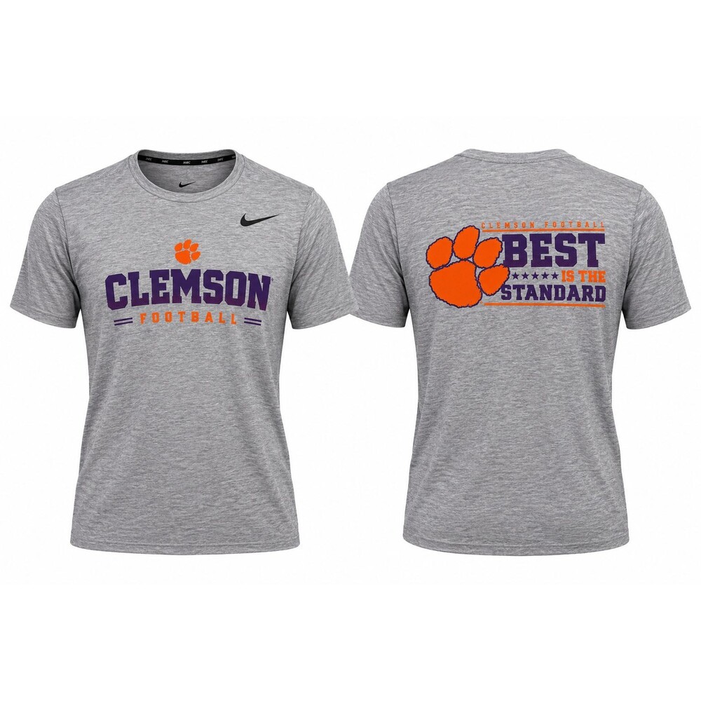 Nike Clemson Tigers Football Dri-FIT Shirt Mens XL Gray NCAA Performance Tee